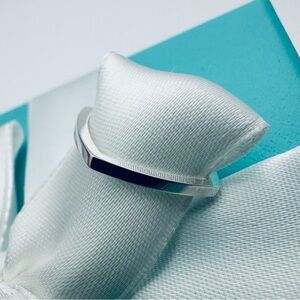 Tiffany & Co. Frank Gehry Narrow Torque Square Ring Size 4 in Silver with Pouch